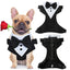 Dog Tuxedo Harness Breathable Engagement Birthday Valentines Costume Adjustable Bow Tie Pet Vest Harness for Small Medium Dogs