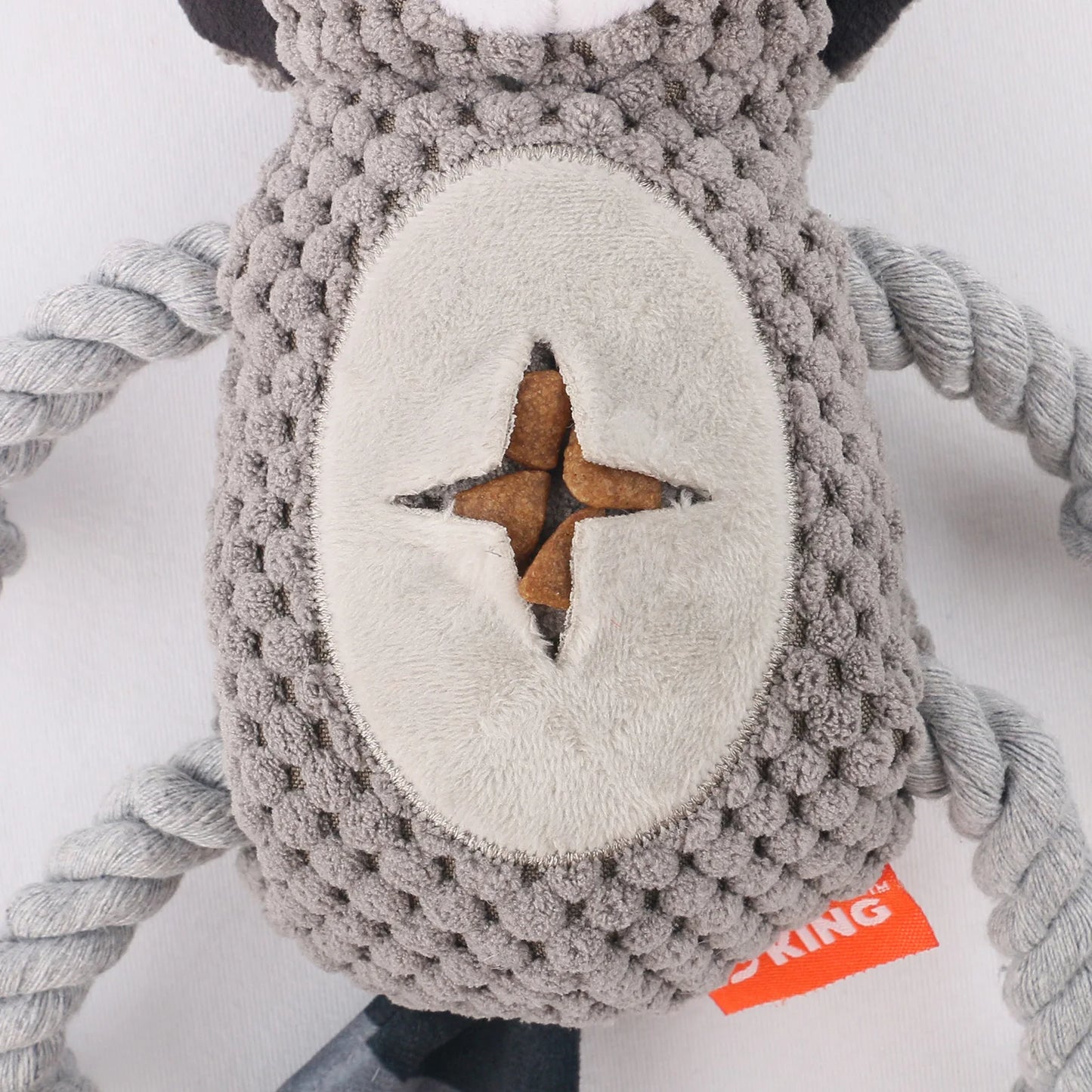 Dog Plush Toy Spot Plush Stuffed Raccoon Pet Toy With Food Leakage Function Interactive Sounding Dog Toy Fleece Squeak Toys
