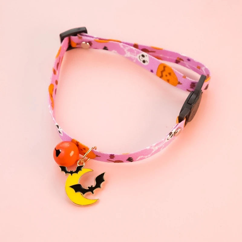 Lightweight Halloween Dog Collars Durable Skull Bat Pendant Cosplay Neck Accessories for Cats Personalized Decorate Pet Necklace