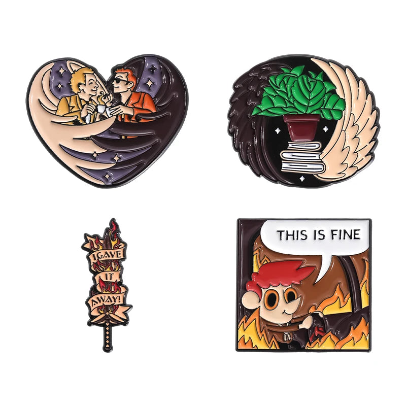 Funny Animal Sets Enamel Pins Cartoon Anime Figure Ghost Spooky Cute Cat Bird Brooches Backpack Lapel Badge Punk Jewelry Gifts