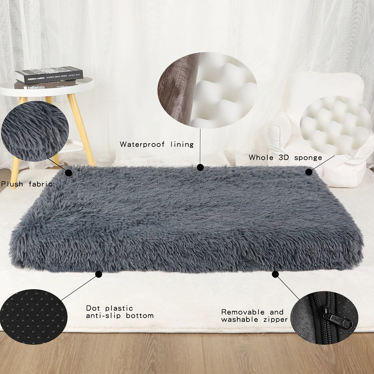 Dog Mat Fluffy Bed Cushion Accessory Supplies Pets Dogs Accessories Basket Baskets Big Small Pet Products Large Beds Sofa Cats
