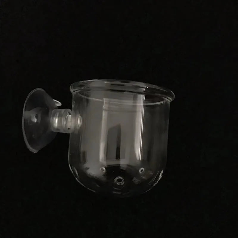 1Pc Glass Aquarium Feeder Hanging Fish Tank Mini Crystal Pot Polka Water Potted Planting Cylinder Cup Aquarium Decor Accessories