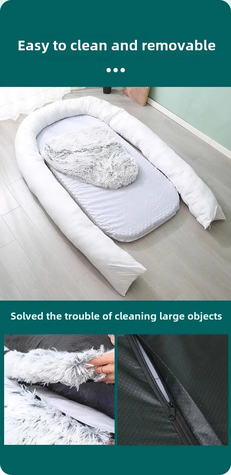 Plush Pet Bed with Pillow Quilt Winter Warm Large Foam Pad Pet Sleeping Pad Sofa Bed Removable and Washable Pet Kennel