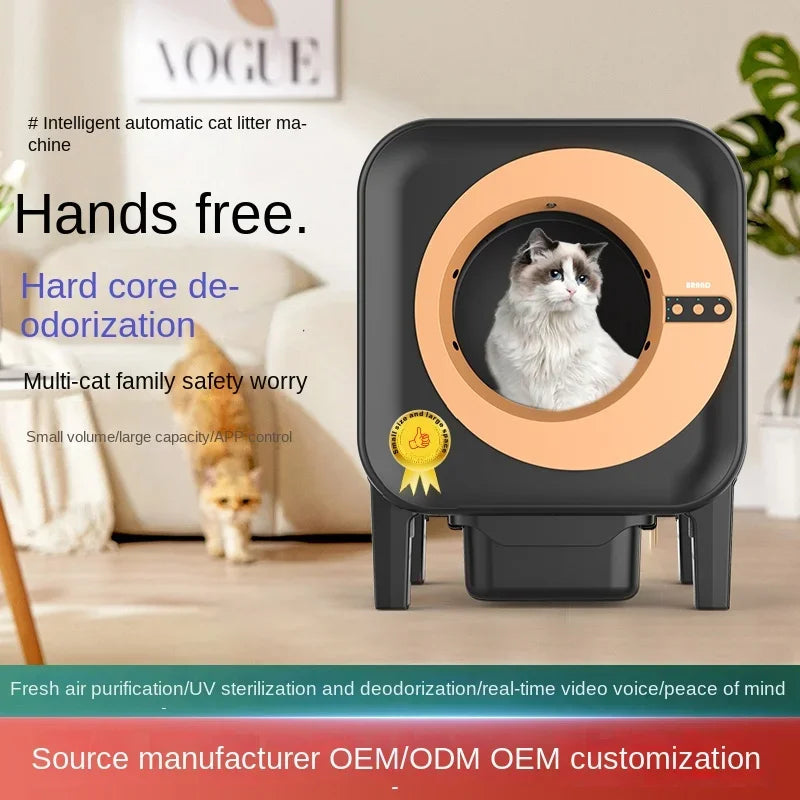 Mascotas accesorios Extra Large Smart Cat toilet Low Noise Automatic Cleaning Cat Litter Box with App Remote Control