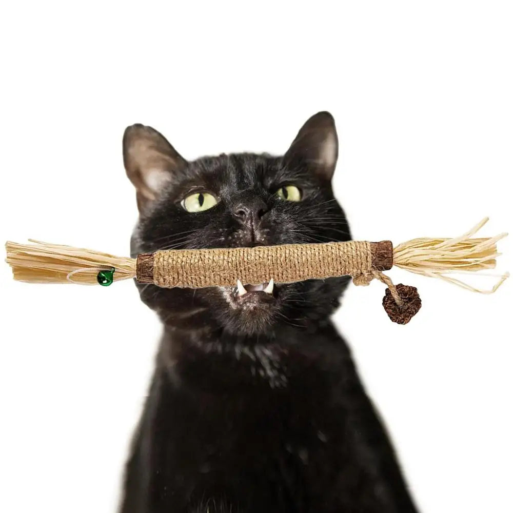 Silvervine Sticks For Cats Catnip Molar Rod With Bell For Indoor Cats Edible Interactive Cat Nip Ball Teethers With Raffia Sisal