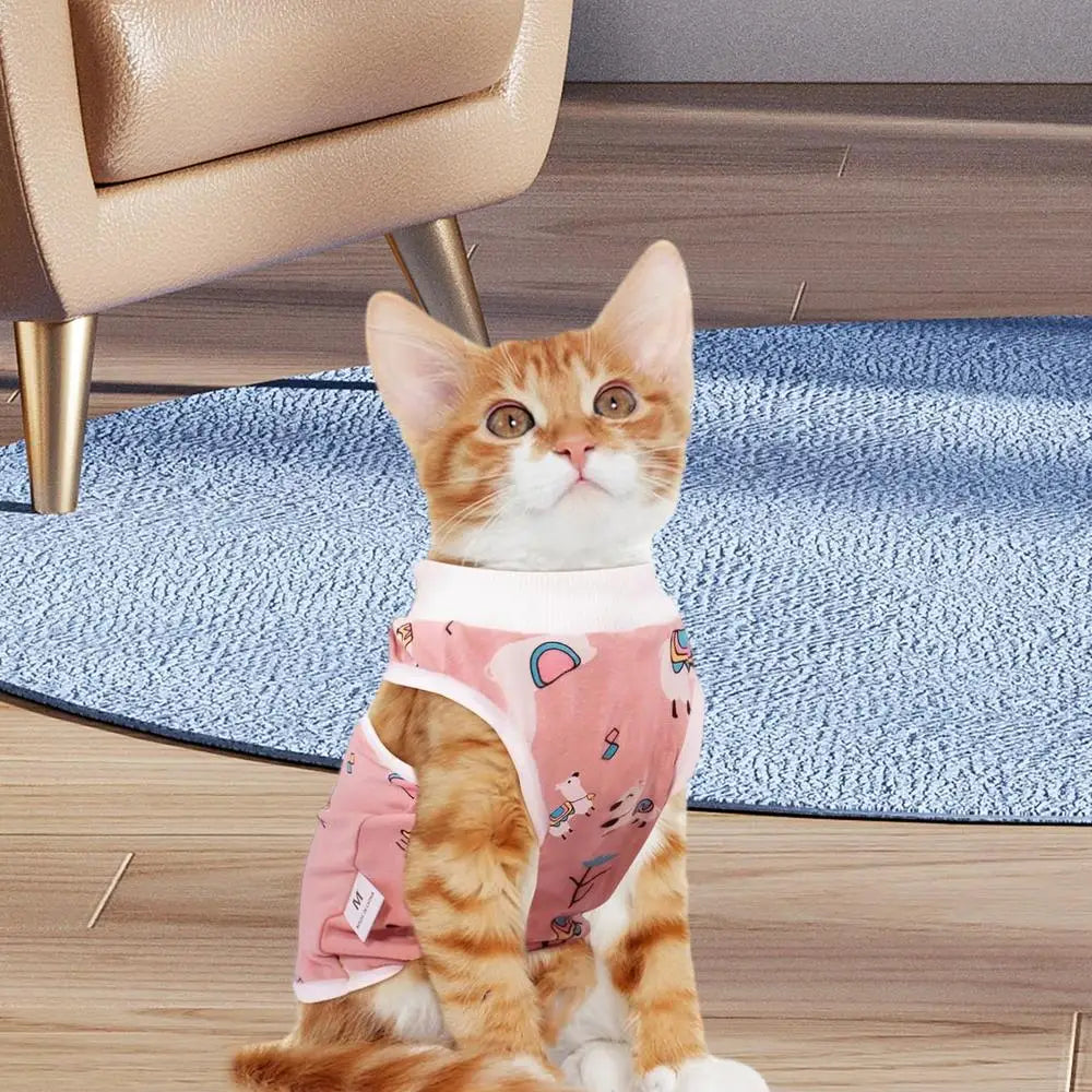 Cat Recovery Onesie Breathable Spay Abdominal Kitten Recovery Shirt Collar Alternative Kitten Onesie Clothes Kitten Shirt Coats