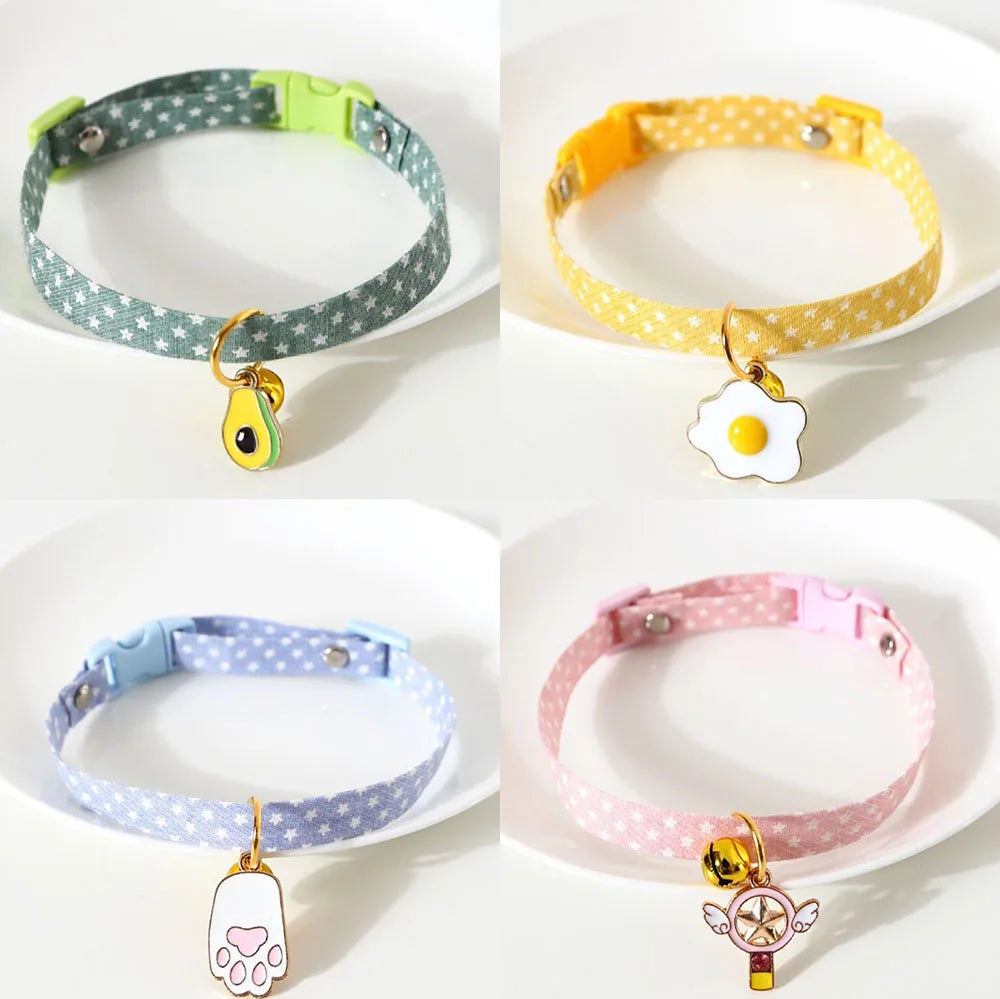 Pet Supplies Accessories for Cats Adjustable Cat Necklace for Kitten Puppy Small Dog Cat Breakaway Bell Collar with Cute Pendant