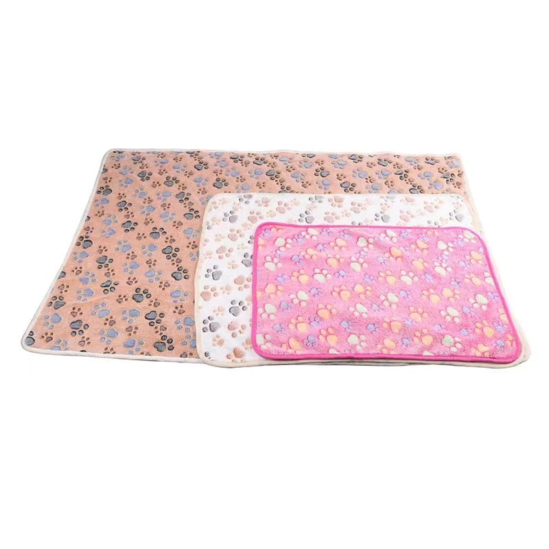 Soft Flannel Fleece Cat Dog Blanket Bed Mats Paw Foot Print Warm Pet Blanket Sleeping Beds Cover Mat For Dogs Cats Pets supplies
