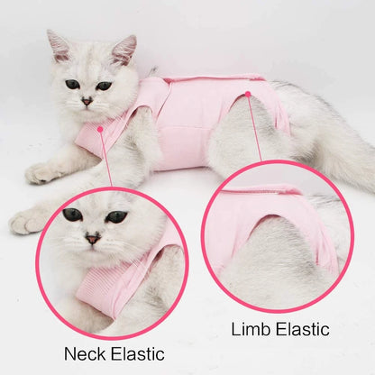 Pet Cat Recovery Suit for Abdominal Wounds or Skin Diseases E-Collar Alternative, After Surgery Wear Onesie Bodysuit Cat Clothes