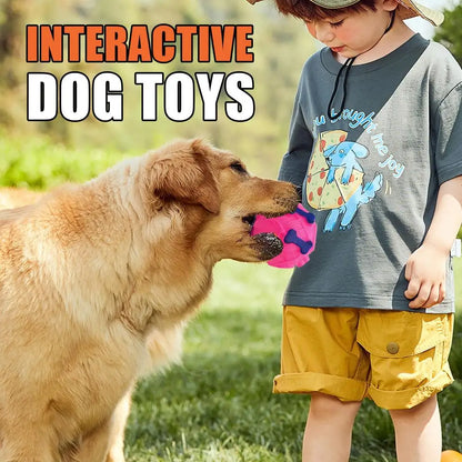 Treat Dispenser Toys For Dogs Interactive Puppy Squeaky Treat Dispenser Ball Dog Teeth-Grinding Toy Puppy Puzzle Slow Feeder