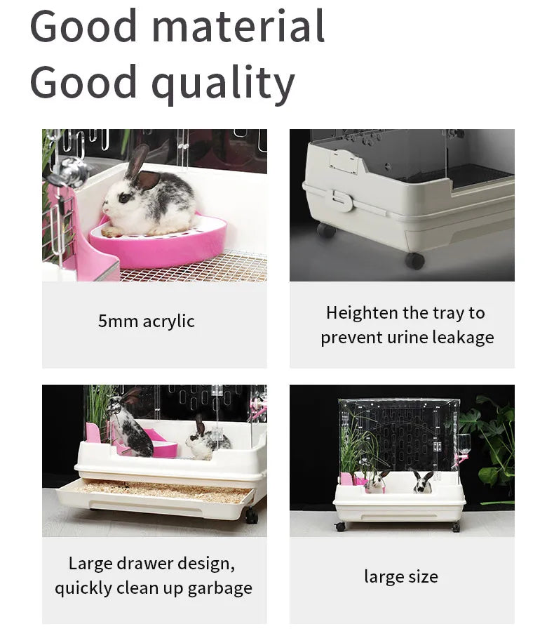 Indoor house acrylic  rabbit Chinchilla cage luxury cage for small animals pet house