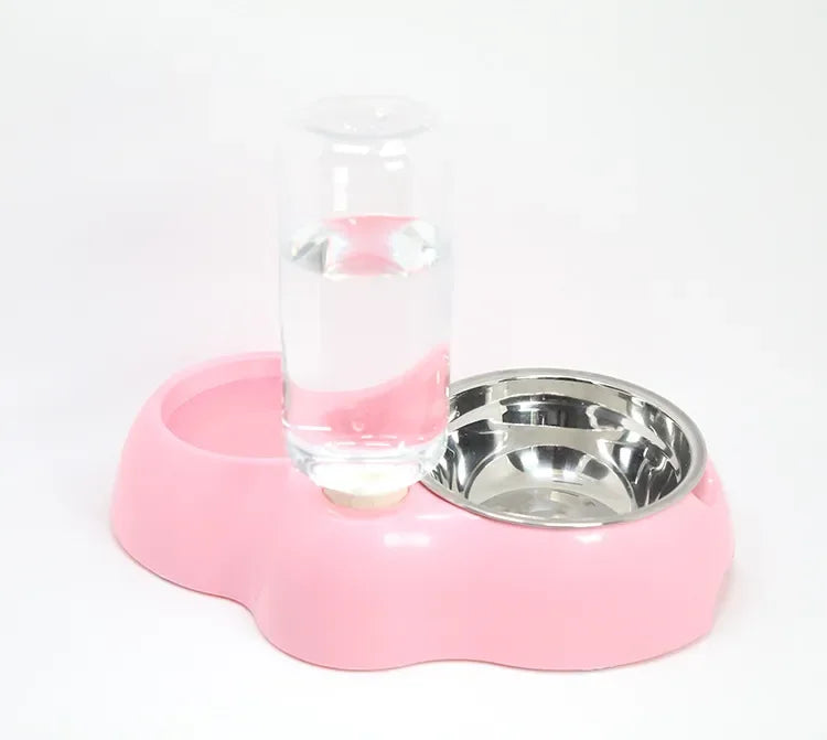 Dual Port Dog Automatic Water Dispenser Feeder Utensils Bowl Cat Drinking Fountain Food Dish Pet Bowl Raised Stand Dish Bowls