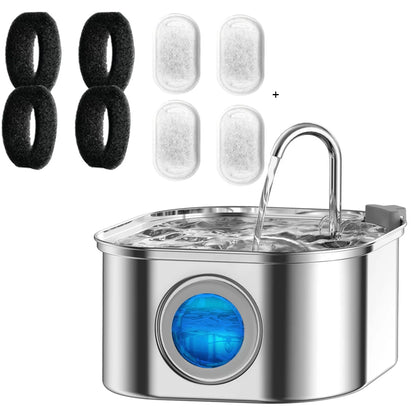 3.2L Cat Automatic Water Dispenser Pet Smart Induction Drinking Feeder USB With Filter Stainless Steel Dog Pet Function Bowl