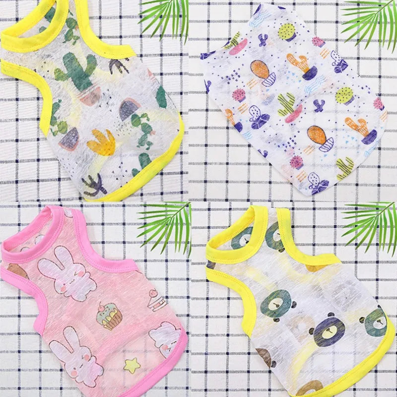Cute Thin Summer Dog Vest Bear Print Dog Clothes Puppy Costume Chihuahua Bichon Sunscreen Cat Dog Cooling Vest Grils Dog T-Shirt