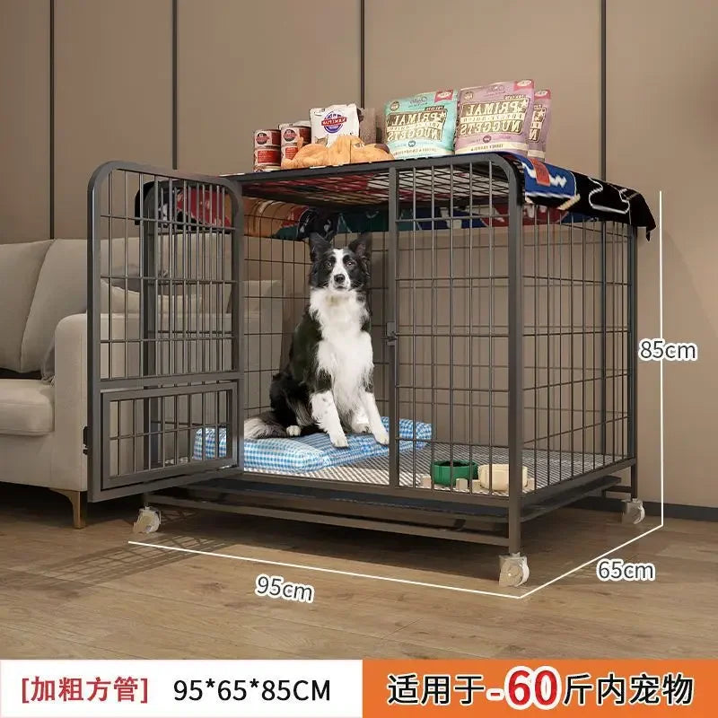 Dog cage Medium and large dog household Dog cage with toilet Square pipe Bold reinforcement Villa indoor Golden Retriever Labrad