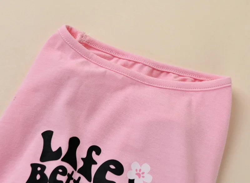 Dog Clothes for Small Dogs Girl Summer Dog Pajamas Jumpsuit, Top Puppy Shirt and Floral Pants 4 Legged Female Dog Onesie Pjs