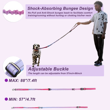 UXCELL Fashion Hands Free Dog Leash No Pull Bungee Dog Leash With Car Seatbelt for Dog Outdoor Walking Dog Leads