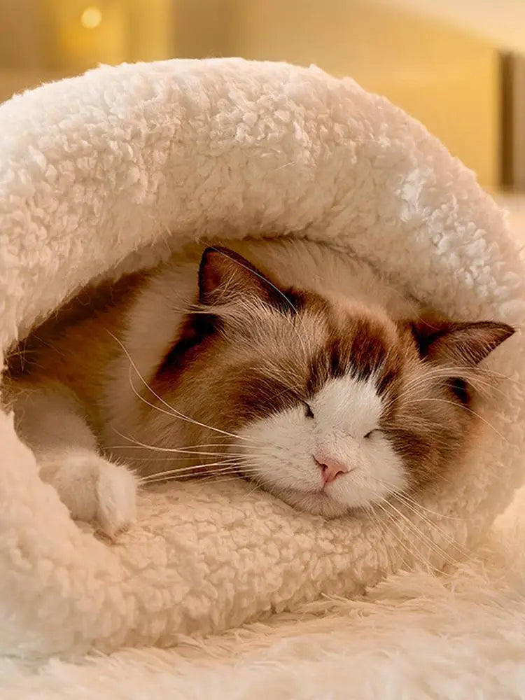 Cat Sleeping Bag Sleeping Bag Semi-Enclosed Cats Dogs Warming Pad Soft Cat Bed Lovely Cat Nest Pet Supplies for Cats and Dog