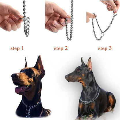 Dog Choke Collar Chew-proof Metal Dog Slip Chain Pinch Collars for Small Medium Large Dogs Training Obedience Pet Chain Collar