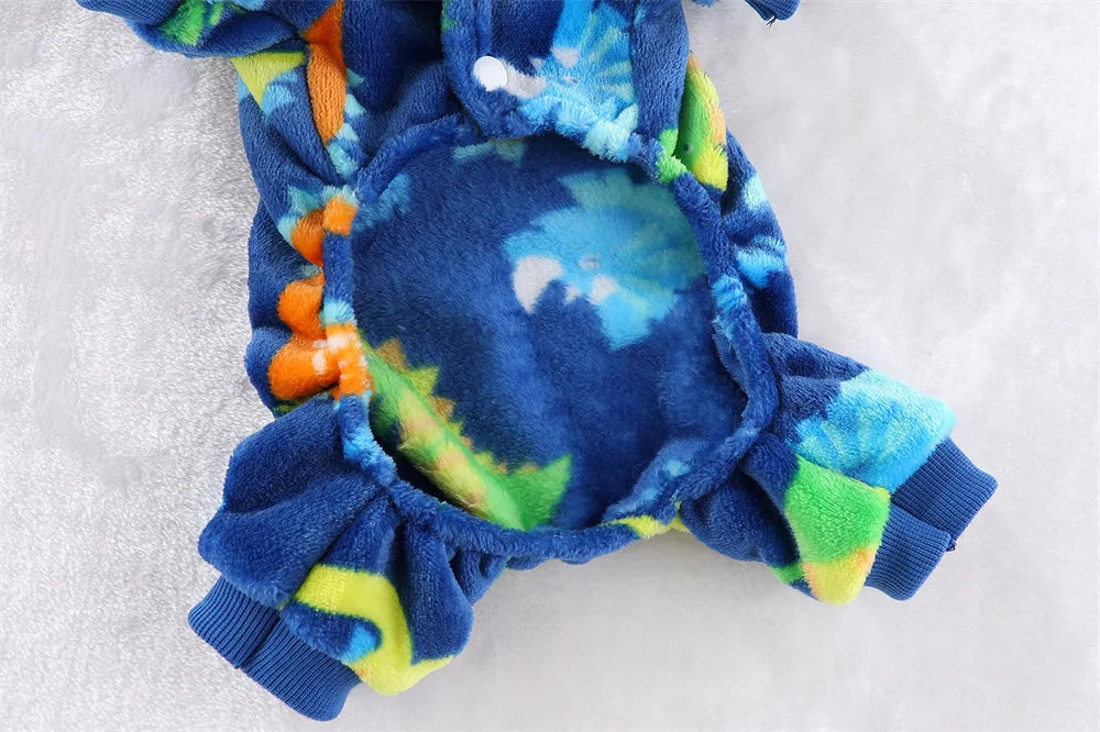 Soft Flannel Dog Pajamas for Small Medium Large Dogs, Cartoon Animals Bear Dinosaurs Print Puppy Onesie Winter Dog Jumpsuit