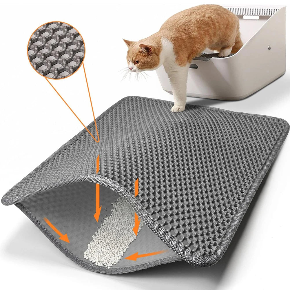 Cat Litter Mat 1 Pack Double Layer Waterproof Urine Proof Trapping Mats Non-Slip Easy to Clean Large Toilet Foot Pad