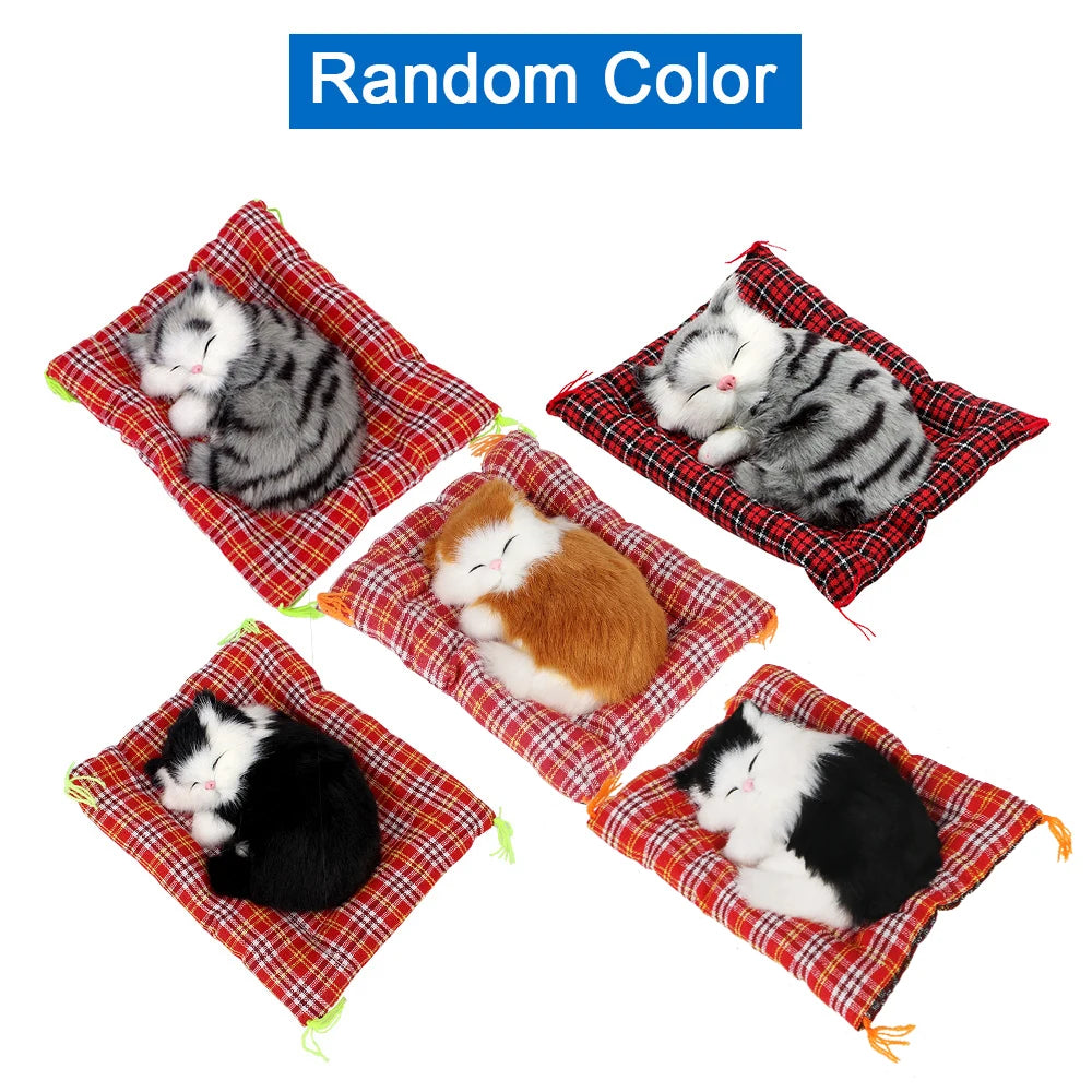 Lovely Plush Kittens Doll Toy Home Decoration Car-styling Car Ornaments Cute Simulation Sleeping Cats Dashboard Decoration