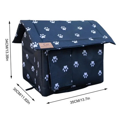 Waterproof Cat House Weatherproof Pet House For Small Dogs Cats Pet Bed Nest With Inner Pad Portable Outdoor Cat Accessories