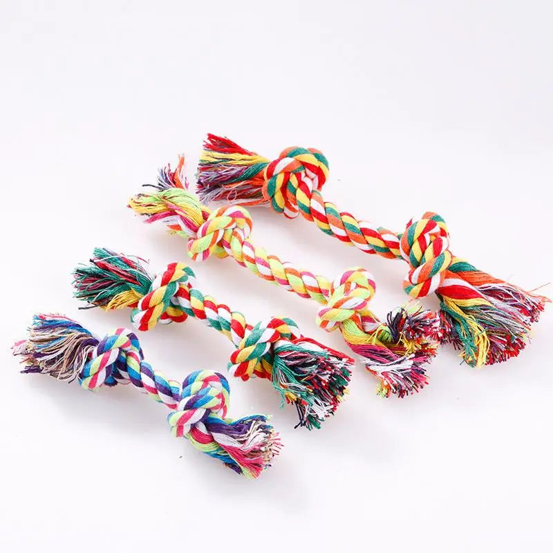 Pet dog cotton rope toys teeth cleaning teeth grinding resistant to bite rope knot toy rope double section cotton rope teething