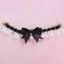 Romantic Summer Dog Collar Bow Tie Pearl Lace Party Cat Necklace for Small Puppy Luxury Designer Chihuahua Pet Neck Accessories