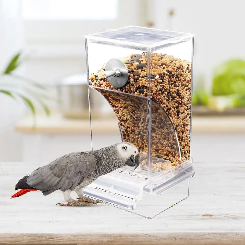 Bird Feeders Parakeet Feeders For Bird Cage Automatic Parrot Feeder Drinker Clear Acrylic Splash-Proof Bird Feeder