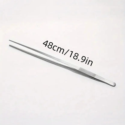 18.9in Stainless Steel Tweezers Fish Tank Aquatic Plants Aqaurium Tool Water Plant Curved Pliers Birds Reptile Feeding Tongs