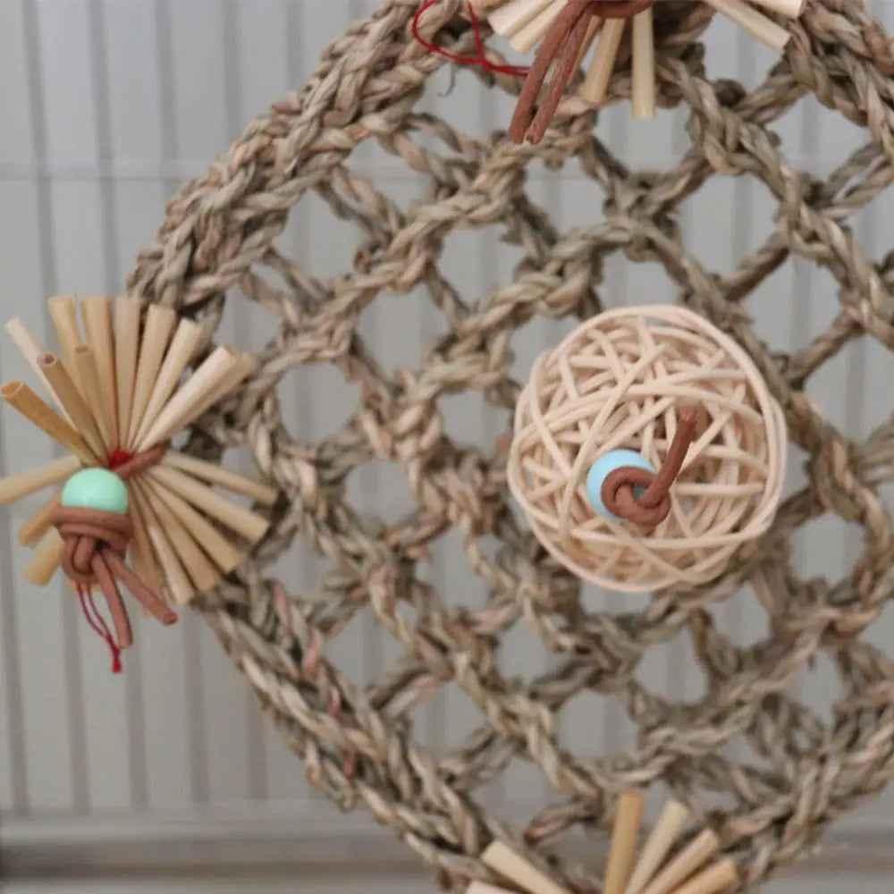 Bird Cage Hammock Swing Toy Woven Cage Hammock Parrot Swing Toy Teeth Care Bird Climbing Hammock Playing For Parrots Parakeets