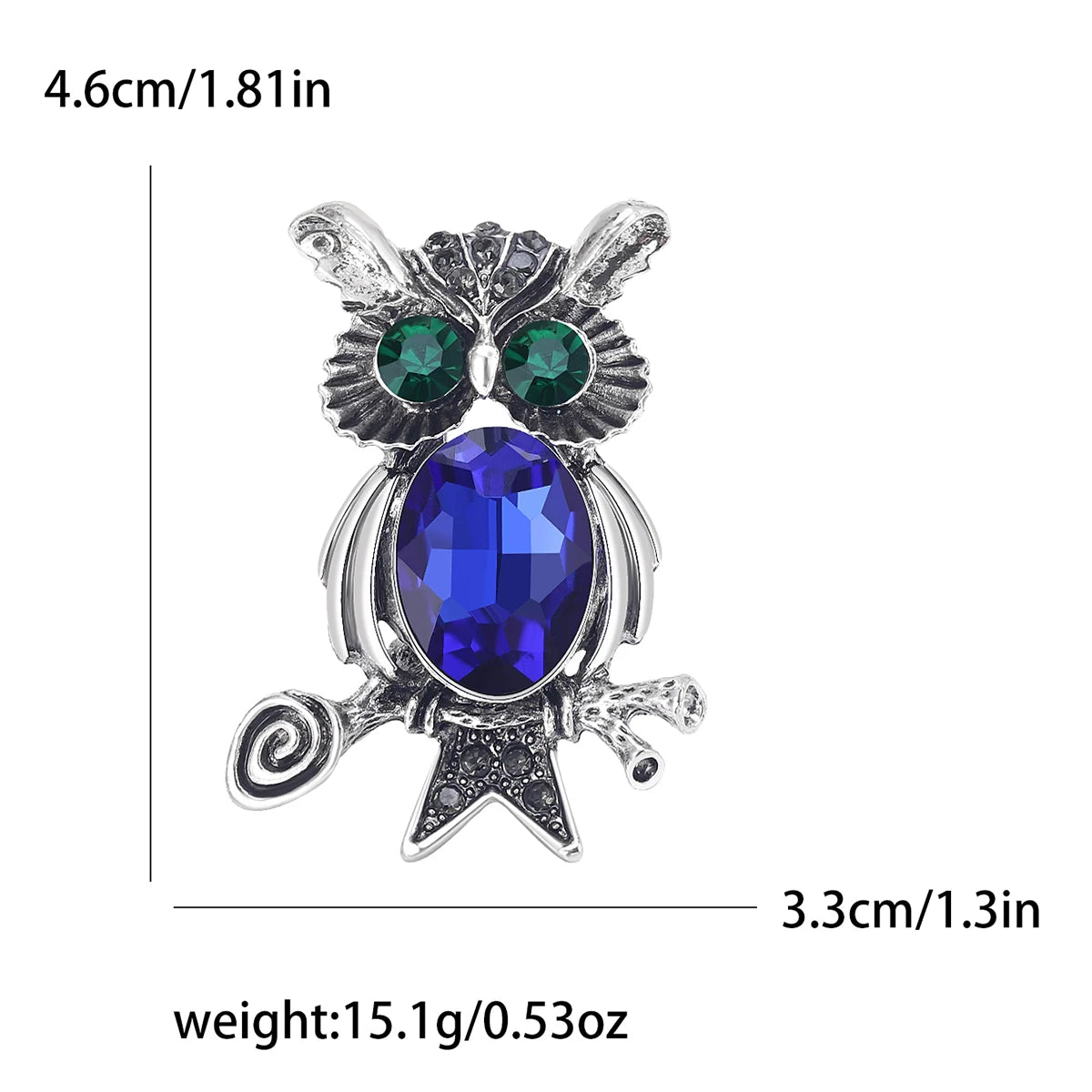 Rhinestone Owl Brooch for Women Unisex Glass Animal Pin Bird Lapel Pins Banquet Party Backpack Gifts Jewelry Accessories