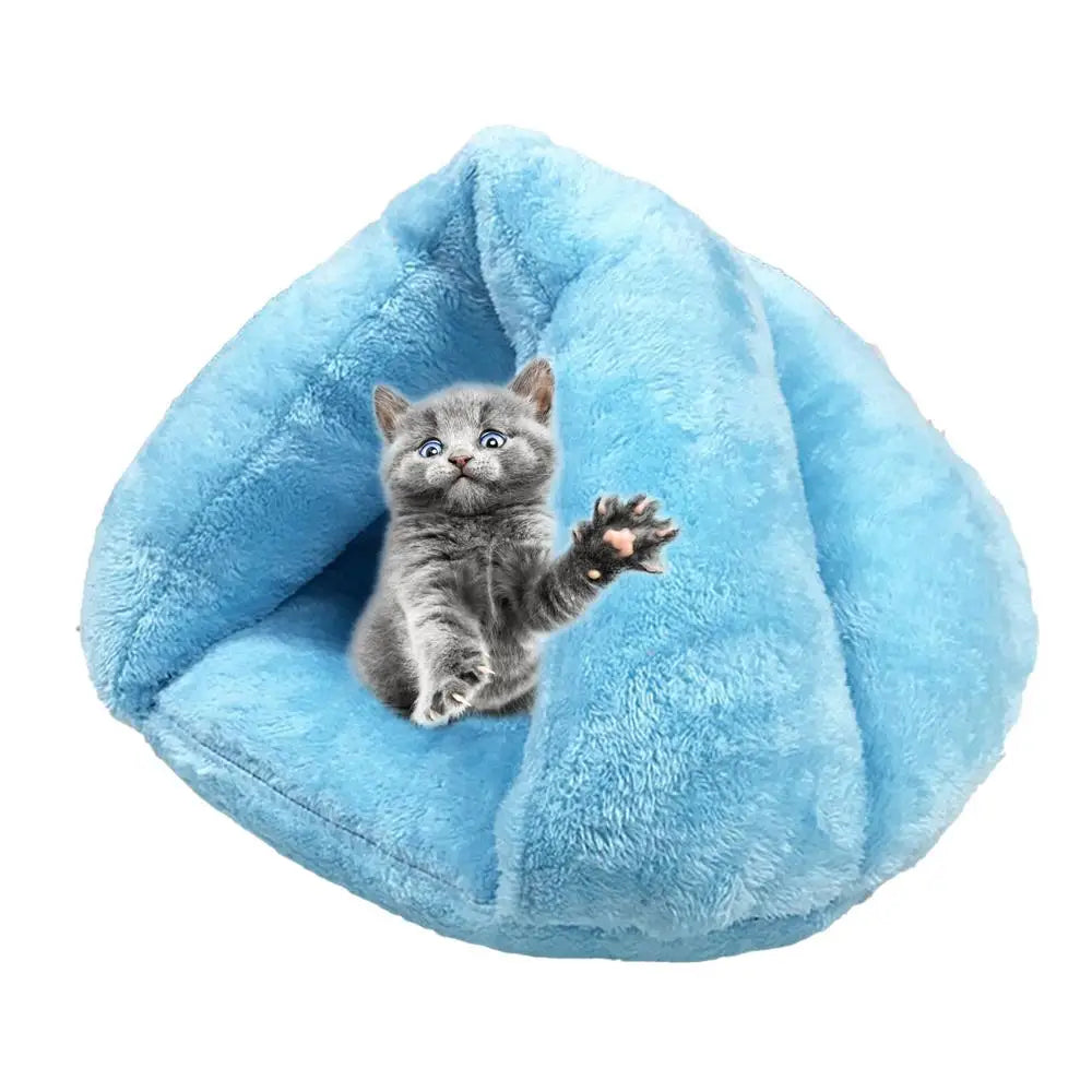 Hooded Cat Bed Cave Soothing Triangular Plush Cave Bed Cat Tent Semi-Open Winter Pet Supplies Creative Non-Slip Bottom For Pets