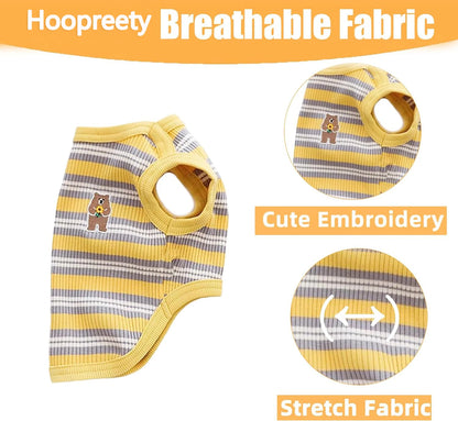 Dog Shirts Cotton Striped Puppy T-Shirts Spring Autumn Clothes for Small Dogs, Soft Breathable Stretchable Doggy Tee Pet Apparel