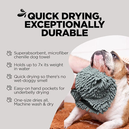 Pet Dog Towel, Super Absorbent Microfiber Towel with Hand Pockets, Quick Dry Shammy Towel Dog Bathing Supplies, Machine Washable