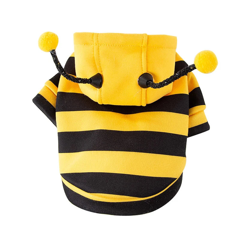 Funny Pet Cat Costume Hooded Stripe Cat Hoodies for Cats Kitten, Easter Halloween Bee Dress Up Party Outfit Cat Clothes