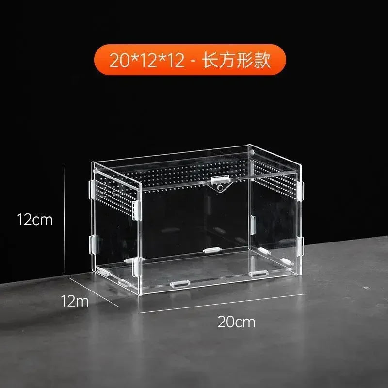 Reptile Acrylic Transparent Terrarium Breeding Box Turtle Cage Nano Arboreal Tarantula Enclosure Dearded Dragon Reptiles Habitat