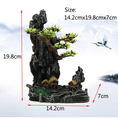 Resin Aquarium Rockery Mountain Decoration Artificial View Rock Cave Stone Tree Fish Tank Ornament Pet Supplies Home Decor