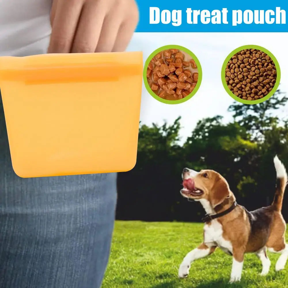 Silicone Dog Treat Bag Outdoor Feeder Portable Dog Training Bag Waterproof Dog Treat Holder Pouch Food Reward Storage Bag