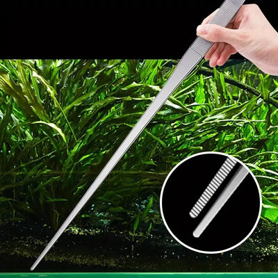 18.9in Stainless Steel Tweezers Fish Tank Aquatic Plants Aqaurium Tool Water Plant Curved Pliers Birds Reptile Feeding Tongs