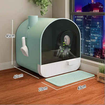 Hot Sale Easy Cleaning Closed Activated Carbon Deodorizing Semi-automatic Cat Litter Box
