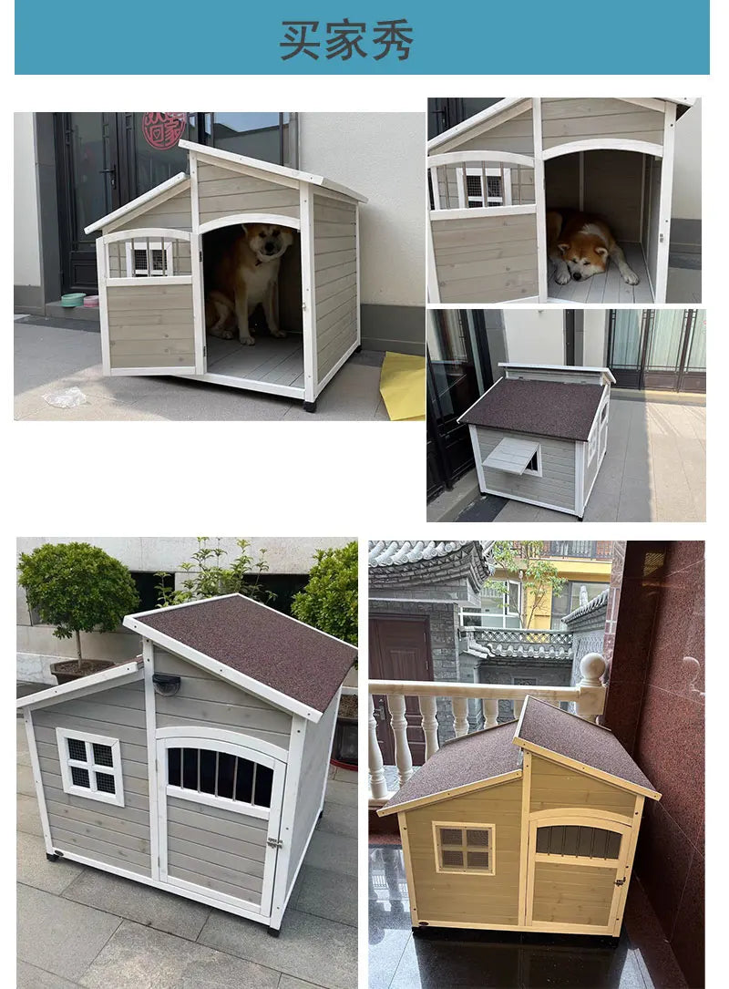 Dog House Outdoor Large Dog Kennel Wooden VillaHouse Cat Nest Rainproof Waterproof Sunscreen Outdoor Pet Cage