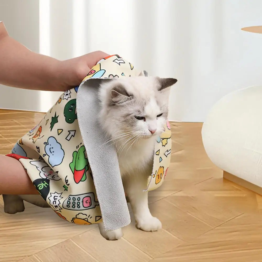 Pet Soft Blanket To Wrap Cat Anti-Scratch Adjustable Grooming Bag For Cats Soft Kitten Blanket To Anti-Runaway/Scratch/Bitten