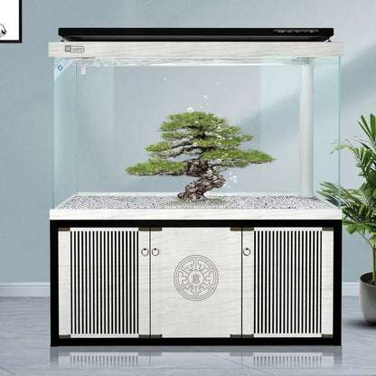 YEE Hot Sale New Chinese Style  Multi Color Home Office Middle Large  Glass Aquarium Fish Tank