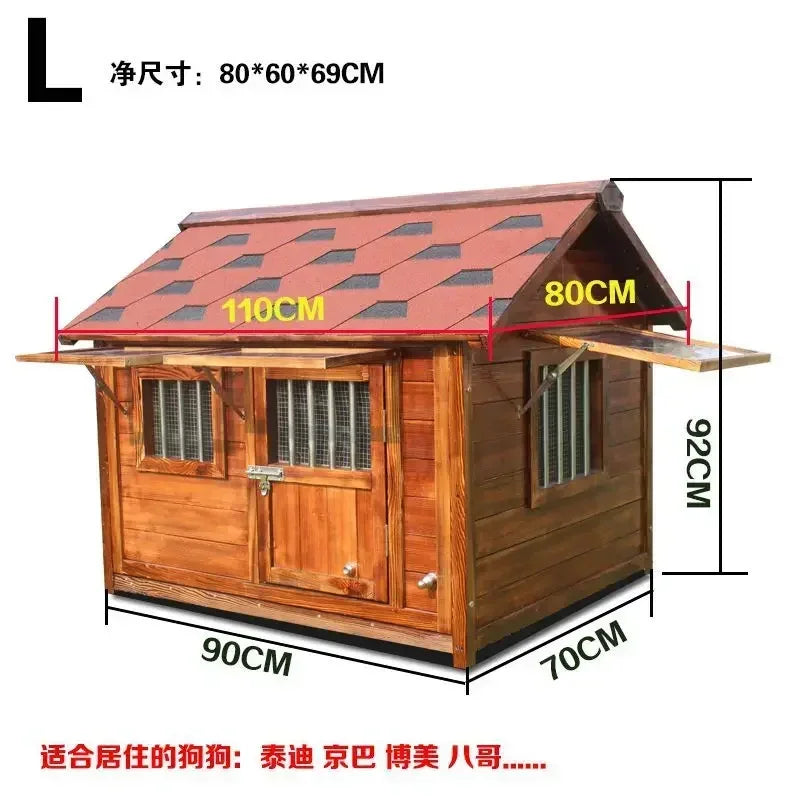 Outdoor Solid Wood Labrador Kennel Waterproof Small Medium Large Dog Cage Golden Retriever Teddy Kennel