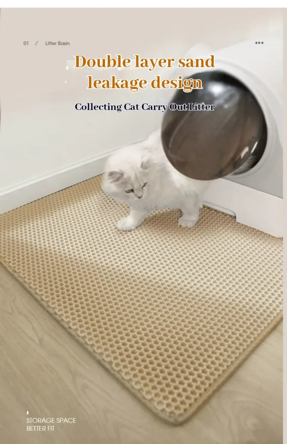 Large Cat Litter Mat Double Layer Cat Litter Pad Waterproof Anti-Slip Sand Bowl Filter Mat Sandbox Mat for Cat Cats Products