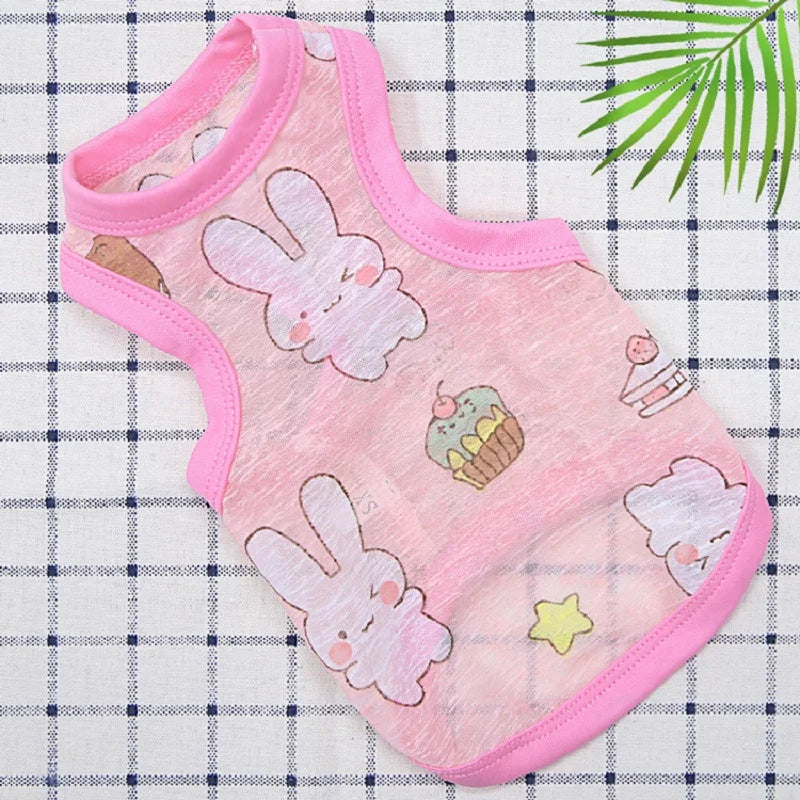 Cute Thin Summer Dog Vest Bear Print Dog Clothes Puppy Costume Chihuahua Bichon Sunscreen Cat Dog Cooling Vest Grils Dog T-Shirt