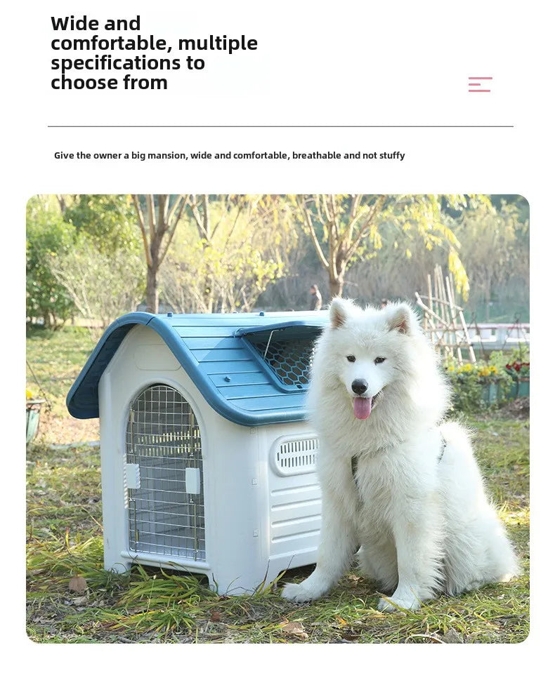 Plastic Dog Kennels Pet House with Door Modern Detachable Outdoor Indoor Waterproof Pet Houses