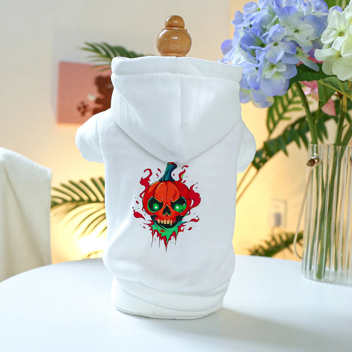 Horror Print Puppy Dog Hoodie Sweater Autumn Spring Pet Clothes for Small Dogs Chihuahua Pomeranian Pullovers mascotas Costume